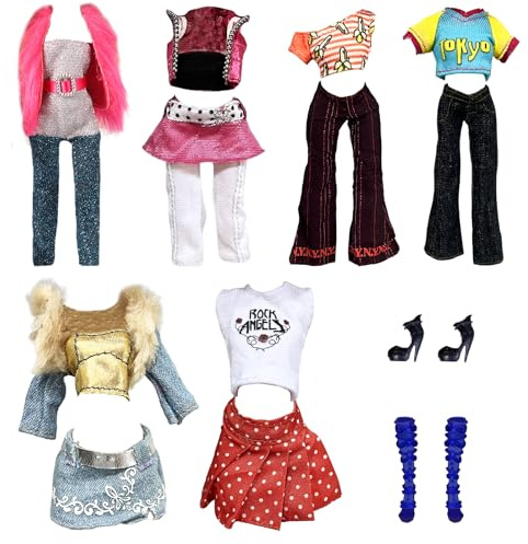 Juego de 6 ropa de muñeca para muñecas de moda de 28 cm, compatible con estilo monstruo, falda gótica, pantalón, chaleco, chaqueta, falda de pantalón