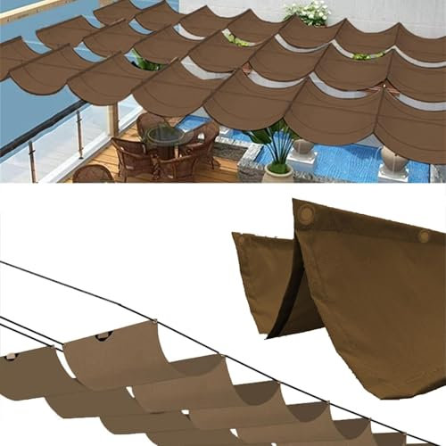 Vela Ombreggiante a Onda Retrattile Tenda a Vela Parasole per Esterno Vele Ombreggianti Impermeabile Telo Parasole con Fune Occhiellato Protezione UV 95% per Giardino Terrazza (Caffè,1x5m(BxL))