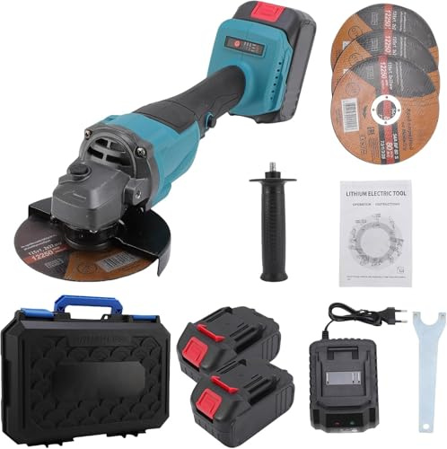 Weytoll 125mm Amoladora Angular Inalámbrica, 21V Amoladora Bateria, 3 velocidades Ajustables con 2 Baterías, Motor sin Escobillas 9000 rpm, para Cortar y Lijar