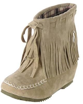 Generiska damstövlar med tofs, cowboystövlar, klassiskt runt tåparti, kilklack, västerländska stövlar, korta stövlar, eleganta ankelstövlar Allstars damskor 40, Beige, 35 EU