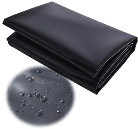 Fodera impermeabile per laghetto da 1 x 1 m a 12 x 20 m, in PVC, per laghetti, piccoli laghetti da giardino, uso esterno (colore: nero. Dimensioni: 9 x 20 m