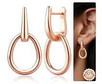 Finrezio Ohrringe Rosegold Hängend Creolen Rosegold Ohrringe Silber 925 Hängend Doppel Creolen mit Anhänger Huggie Ohrringe Hypoallergene für Damen Geschenk für Frauen Freundin Mama Mädchen