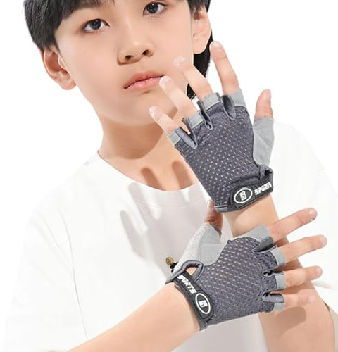XITEA Guantes de ciclismo para niños, resistentes al sudor, cómodos, guantes de medio dedo para niños, ciclismo, patineta, patineta, guantes de ciclismo para niños
