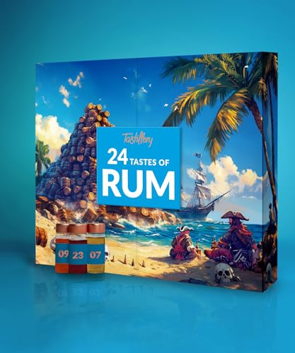 Rum Adventskalender 2025-24 außergewöhnliche Rums mit je 30 ml Inhalt - Premium Rums aus aller Welt inkl. Blind Tasting, hochwertiges Booklet und Video Tasting