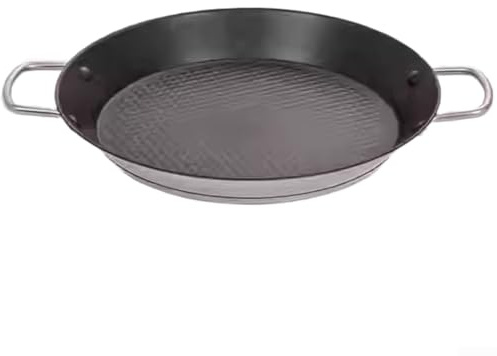 Sartén comercial de acero inoxidable de costilla corta con escamas de pescado antiadherente y base compuesta reforzada para cocinar con calor uniforme y freír barbacoa (26 cm)