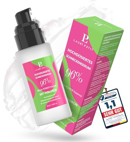 Lauri Petit® Schneckenserum – 96% hochdosierter Schneckenschleim mit Hyaluron – Korean Skincare Snail Mucin Face Cream – Gesicht Creme Schnecken Serum Anti Aging – Koreanische Schneckencreme (50ml)