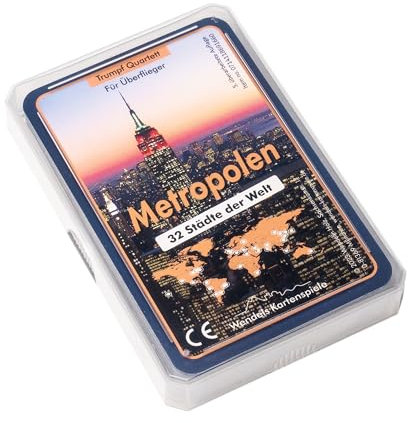 Wendels Kartenspiele Metropolen: Städte Trumpf Quartett Spiel | Kleines Geschenk für Familien und Reisende