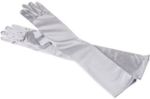MEISHINE® Braut Ellenbogenlange Handschuhe Damen Frauen Lange Satin Stretch Handschuhe für Hochzeit Abendveranstaltung (Silber Grau)