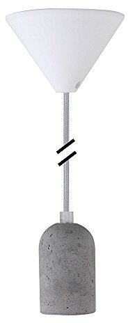 Design Set - Textilkabel verschiedene Farben mit Betonfassung E27 und weißem Baldachin (silber)