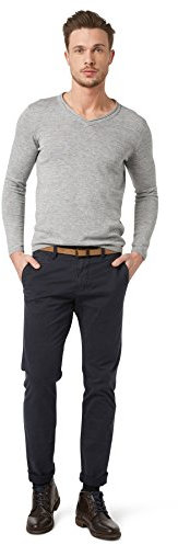 TOM TAILOR Herren Travis Regular Chino mit Gürtel 1007867, 11914 - Outer Space Blue, 34W / 32L