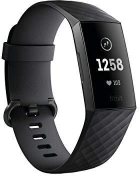 Fitbit Charge 3 Fitness Activity Tracker, Graphite/Black, One Size (S & L Bands Included)
