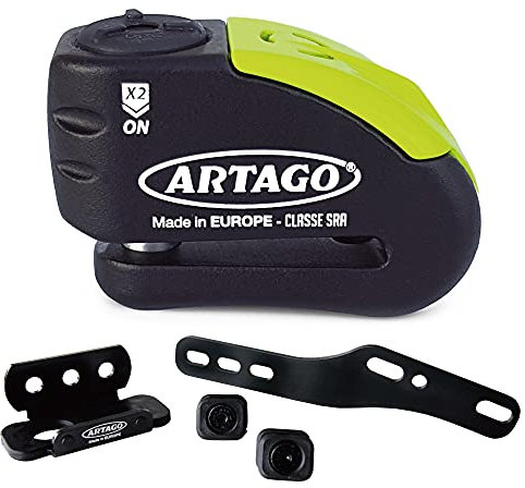 Artago 30X3 Pack Bremsscheibenschloss mit Alarm 120db Hohe Sicherheit + Halterung für Kawasaki Z900, SRA und Sold Secure Gold homologiert