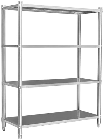 Wiltec Edelstahlregal Gastro Schwerlastregal 155x120x50cm aus 201 Edelstahl Küchenregal Vorratsregal Lagerregal für Küche Werkstatt und Keller