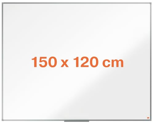 Nobo Pizarra Magnética de Acero, 1500 x 1200 mm, Marco de Aluminio, Fijado a la Pared con Montaje en las Esquinas, Bandeja para Rotuladores, Gama Essence, Blanco, 1915487