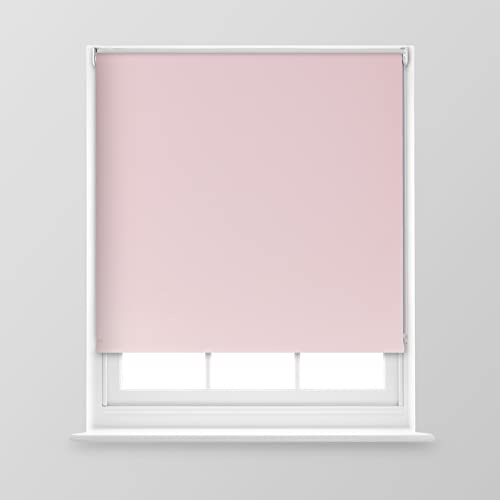 Trimmable Blackout Roller Blind - 6FT - BLUSH PINK - 180cm(W) x 170cm(L) | Polyester Thermal Blackout Roller Blind with Trim-To-Size Fit, Blocks Light, Retains Warmth, Ideal for Bedrooms & Lounges