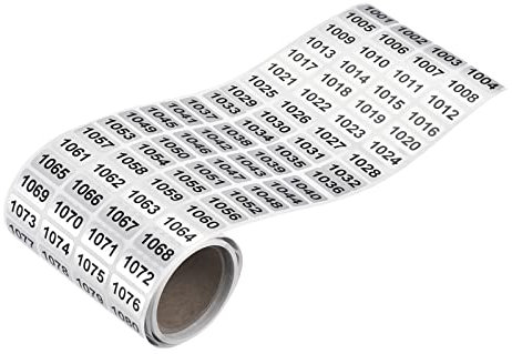 sourcing map 1001 bis 2000 Fortlaufende Nummern Aufkleber Inventaretikett Schwarz Zahlen für Nummerierung im Bürolager Klassifikation