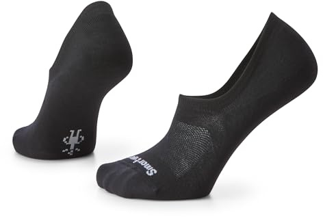 Smartwool Unisex No Show Merino Wool Invisible Socks, Low Rise Women's & Men's Trainer Socks, Walking & Sport Seamless Toe, Lightweight & Breathable Natural Merino - Black, L