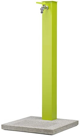 Fontana da Giardino Belfer 42QBM con Base in Cemento Trattamento Antiruggine Rubinetto a Sfera con Attacco Rapido (Verde Acido)