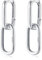 Reffeer 925 Sterling Silver Double Ring Hoop Earrings Huggie for Women U Hoop Earrings Square Hoop Chain Link Earrings