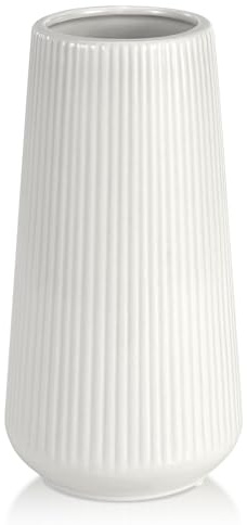 White Ceramic Vase, GUKJOB Small Cute Flower Vase for Pampas Grass, Home, Living Room, Dining Table, Farmhouse, Office Decor, Bedroom, Table, and Kitchen Shelf (White)