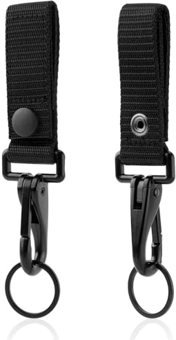 NQEUEPN 2pcs Belt Key Holder, Heavy Duty Tactical Belt Keychain Holder with Metal Snap and Nylon Strap for Molle Duty Belt Key Ring Clip Belt Clip Duty Belt Accessories