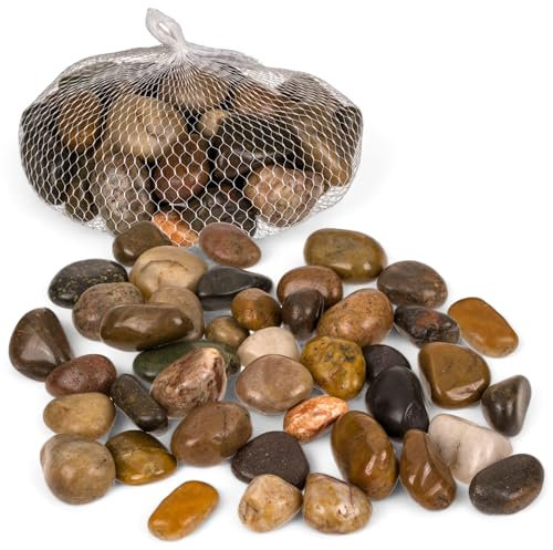 MIJOMA Naturfarbene Dekosteine Flusskiesel, Poliert, 20-40 mm, 1000 g - Ideal für Innen- und Außenbereich