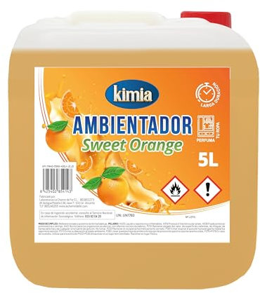 KIMIA - Ambientador de Hogar Sweet Orange 5L | Perfumador con Fragancia Dulce y Cítrica Duradera | Para Cualquier Estancia de Casa, Coche y Oficina | Fórmula Concentrada | Ambiente Fresco y Perfumado