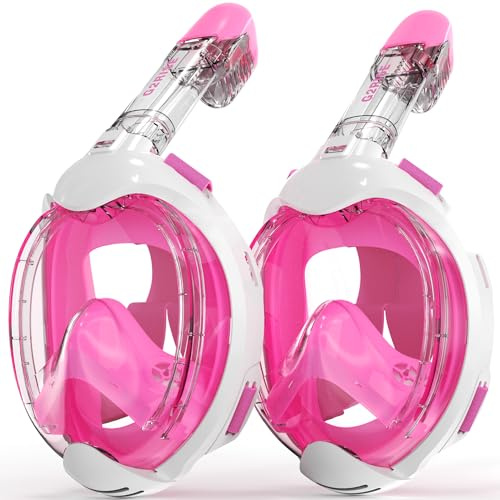 G2RISE Snorkelmask för barn, snorkling, 180 graders panoramautsikt, anti-dimma och anti-läckage, torr topp, snorkelset för barn, 3-8 (2-pack)
