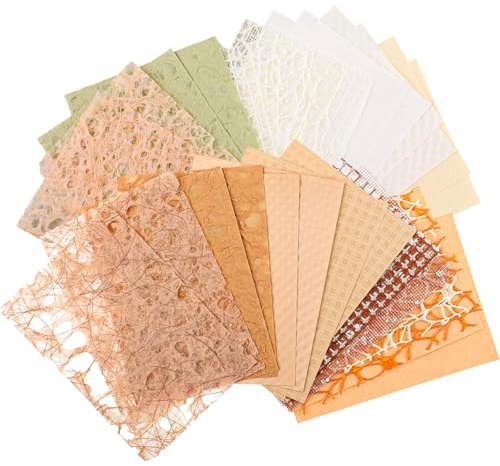 Ptwola 32 Stück Vintage-Scrapbook-Papierzubehör handgefertigt strukturiertes Decoupage-Papier Netzgewebe gemischt spezielles Bastelpapier für Scrapbooking Verzierungen DIY Zeitschrift