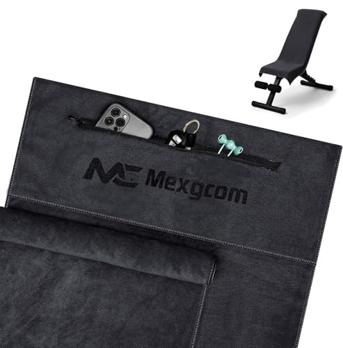 Mexgcom 2 Stück Fitness Handtuch, 120x50cm Sporthandtuch Handtücher mit Reißverschlusstasche + 80x40cm Kleine Handtücher, Microfaser Handtüch für Yoga, Training, Sport, Outdoor (Black)