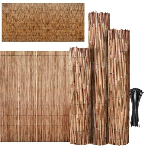 Rouleau de clôture en bambou - 70 cm x 700 cm - Panneaux de roseau naturels pour jardin, terrasse, jardin - Rouleau de clôture décorative (130 cm x 800 cm)