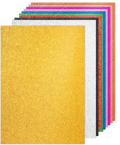 PATIKIL 60 ark färgglada glitter kartongpapper 8,3 x 11,7 i A4 glitterpapper kartong högglans scrapbook 250 gsm glitterpapper stort skimrande för pyssel scrapbook gör-det-själv konst bröllop fest