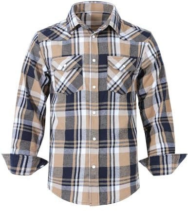 TARAINYA Chemise Flanelle Homme Carreaux Longues M-3XL | Coupe Classique;Col Boutonné;Boutons en Perle;Style Western;2 Poches Poitrine à Rabat;Automne et Hiver;Bûcheron