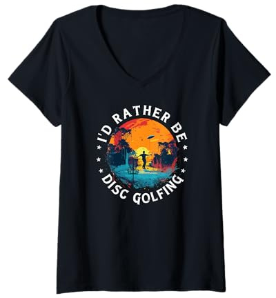 Mujer Disc-Golf-Jugador Disc-Golfing dichos Divertidos Disc-Golf Camiseta Cuello V