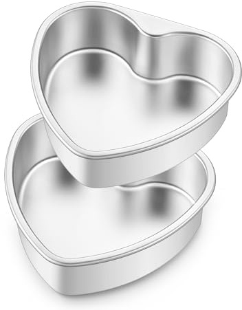 HaWare 6inch Heart Cake Tin Set, 2Pcs Stainless Steel Heart Shaped Baking Pan, Ideal for Valentine's Day Anniversaries Wedding Layer Cakes Mould, Healthy & Non-Toxic, Dishwasher Safe