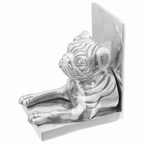 Mokuyary Bokstöd set med 2 silver, 12 x 15 x 18 cm, bokställ för bokhyllor, bokstöd för kontor, skola, hem