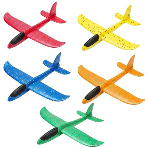 IAndhy 5 Pcs Foam Planes, Gliders for Outdoor Recreation, Smooth Flight Foam Planes, Lightweight 24cm Foam Aeroplanes in Assorted Colours