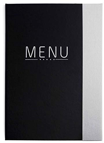 Lacor Simón collection 28111- Porta menú fabricado en Telflex con fundas fijas de PVC en piel de naranja, Termosellado en color plata, 23x32 cm (A4)