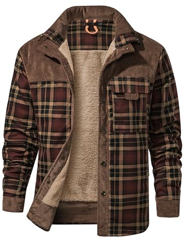 Mr.Stream Herren Thermohemd Flanellhemd Winterjacke Fleecefutter schützendem Innenfutter Holzfällerhemd Arbeitshemd 3251 Coffee L