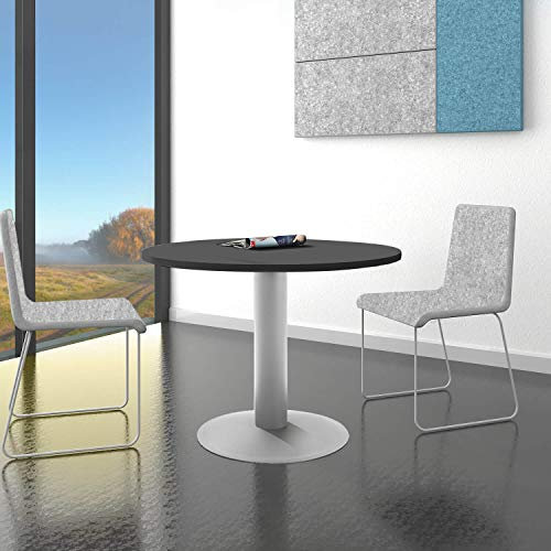 Weber Büro Optima runder Besprechungstisch Ø 100 cm Anthrazit Silbernes Gestell Tisch Esstisch