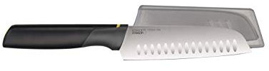 Joseph Joseph 10531 Elevate Coltello Santoku da 14 cm con poggiacoltello Integrato-Giallo, Acciaio Inossidabile