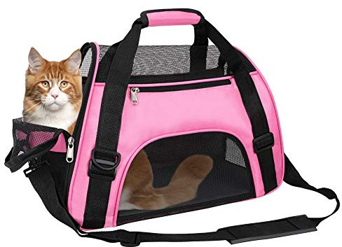 TIYOLAT Pet Carrier Bag, Airline Approved Duffle Bags, Pet Travel Portable Bag Home for Little Dogs, Cats and Puppies, Small Animals (S, Pink)