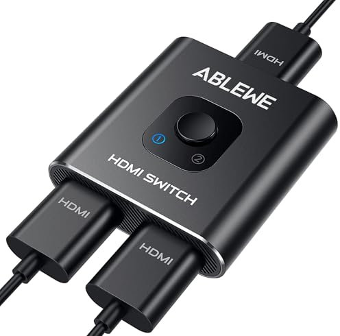 ABLEWE Switch HDMI 4k, Aluminum Bi-Direction Commutateur HDMI,1 in 2 Out ou 2 in 1 Out Splitter