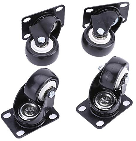 4 Ruedas Giratorias para Muebles sin Freno Ruedas Pivotantes Goma con Placa de Montaje y Doble Rodamiento Ruedas para Mover Muebles Caster Ruedas de Transporte (1.5 inches)