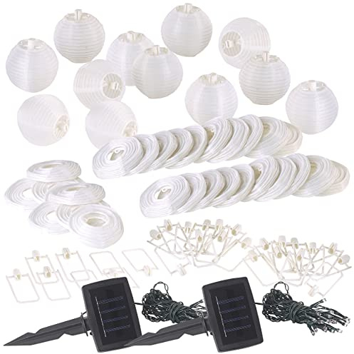2 guirlandes LED solaires blanc chaud avec 20 lampions - 6 m [Lunartec]