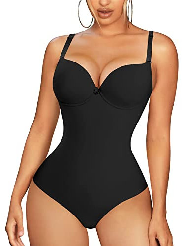 Bingrong Damen Shapewear Figurformender Bauchweg Stark Formend Body Shaper Taillenformer Bodysuit (L, Schwarz)