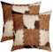 Kuhfell Wurfkissenbezüge 40x40, Satz von 2 - Patchwork Druck Dekor Quadratische Kissenbezüge für Home Sofa Couch - Bauernhof Tier, Western Cowboy Bauernhof Design - Braun Weiß