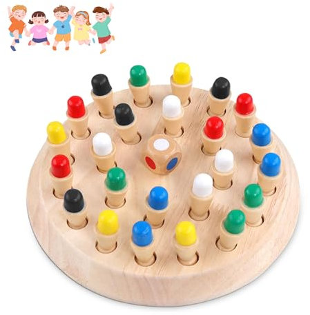 SPERMUOY Memory Schach Holz,Kinder Gedächtnis Schach lernspielzeug,Family Brettspiele Hölzerne,Gedächtnis Schach für Kinder Frühe Lernerziehung, Verbessert das Gedächtnis und die Farbwahrnehmung