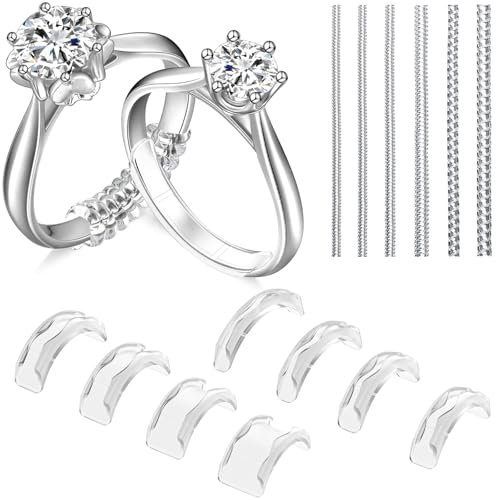 Coopache Ajusteur de Bague Invisible Trop Grande 14Pcs Réducteur Taille de Bague en Silicone Adaptateur Retrecisseur Bague pour Anneau Femme Homme Transparente