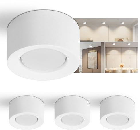 ZMH 4er Aufbauspot rund Aufbaustrahler weiß: Aufbauleuchte GX53 Deckenspots flach Spots Deckenleuchte Aufputz aus Gips Modern klein Deckenlampe Max.10W für Wohnzimmer Esszimmer - Ohne Leuchtmittel